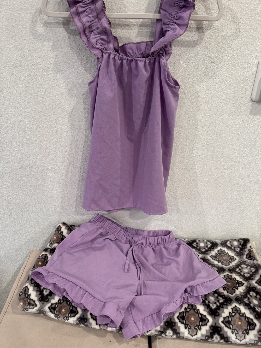 Lavender Ruffle Strap Tank & Short Sleep Set